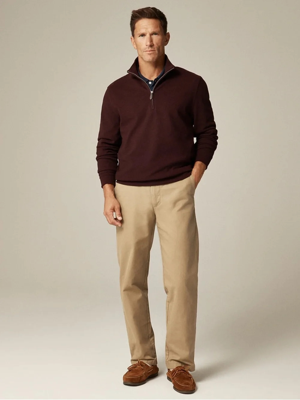 J. CREW Seaboard soft-knit quarter-zip‎ pullover in Berry Size L NWT $110 CO174